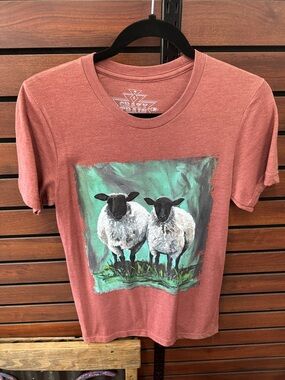 Crazy Train Rust Mauve Short Sleeve Tee with Sheep Graphic